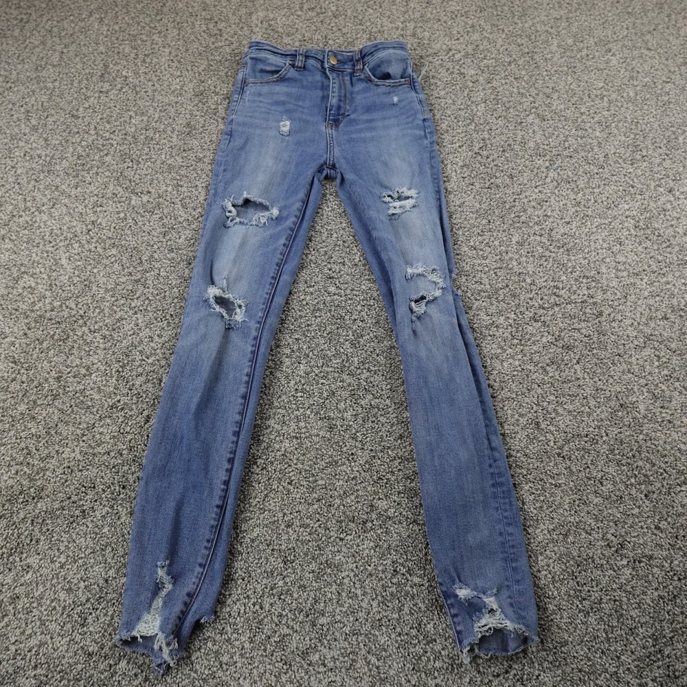 American Eagle Jeans Womens 0‎ Dark Blue Denim Pants High Rise Jegging Stretch